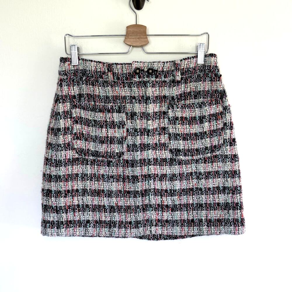 SCOTCH + SODA  white blue multi color preppy tweed academia short mini skirt